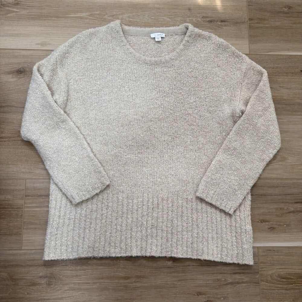 J Jill PureJill Boucle Beige Oatmeal Color Sweater